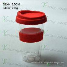 Double Wall Glass with Lid & Portable Glass Coffee Cup & Double Wall Drinking Glass & Glassware